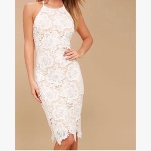 Lulu’s Temps De L’amour White Lace BodyCon Midi